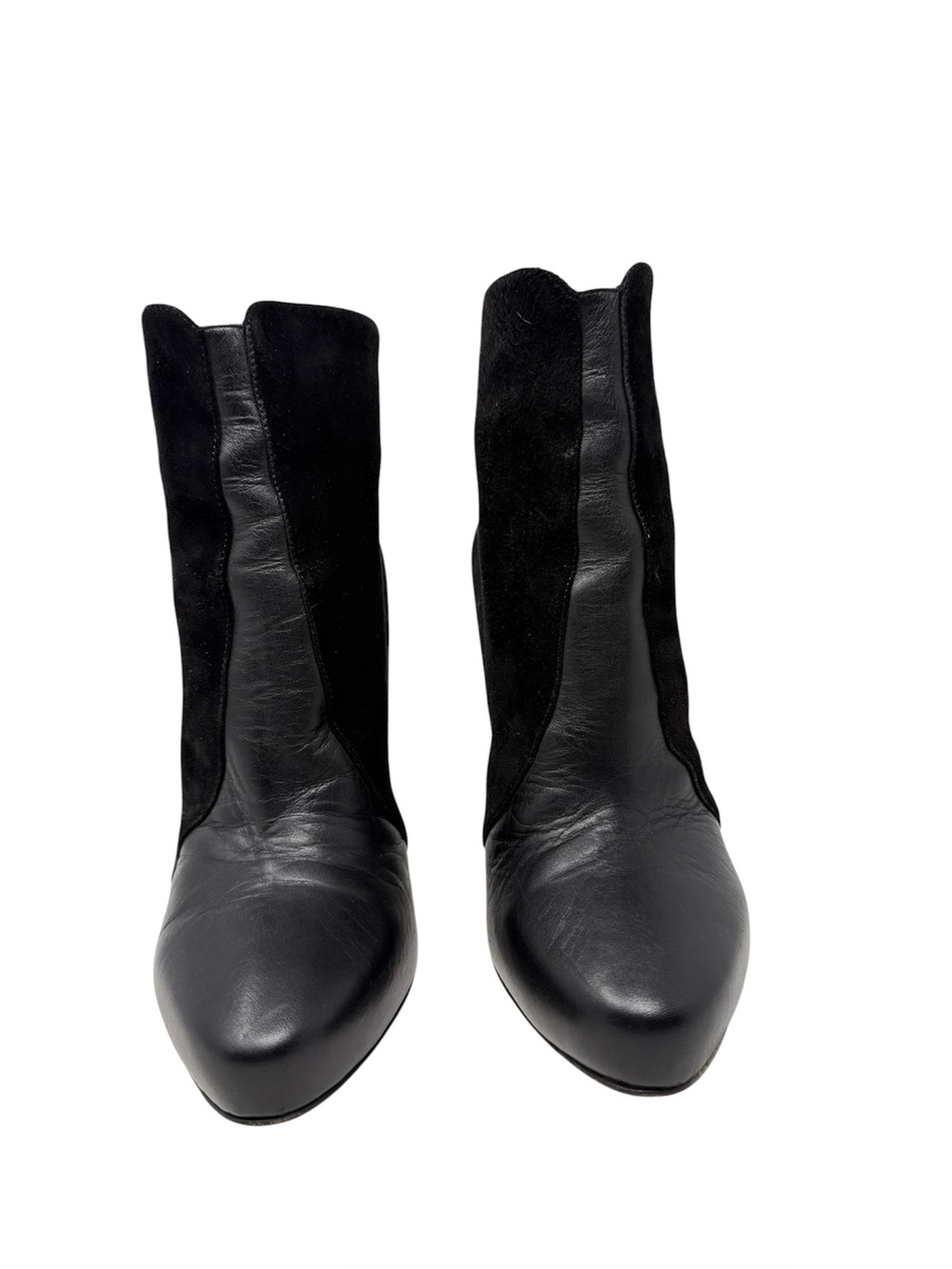 Christian Louboutin Gaetanina Black Leather Suede Almond Toe Ankle Boots Size 40 - Picture 3 of 10